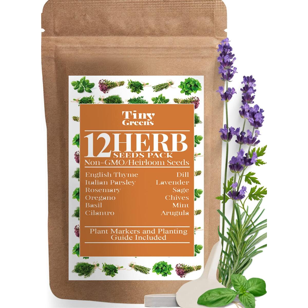 Herb Seeds Vault [12 Variety - 3600 Seeds]- Heirloom Non GMO - Herbs Seeds for Planting for Indoor and Outdoor | Herb Garden Seed Pack | Mint, Chives, Lavender, Cilantro, Parsley, Basil, Rosemary