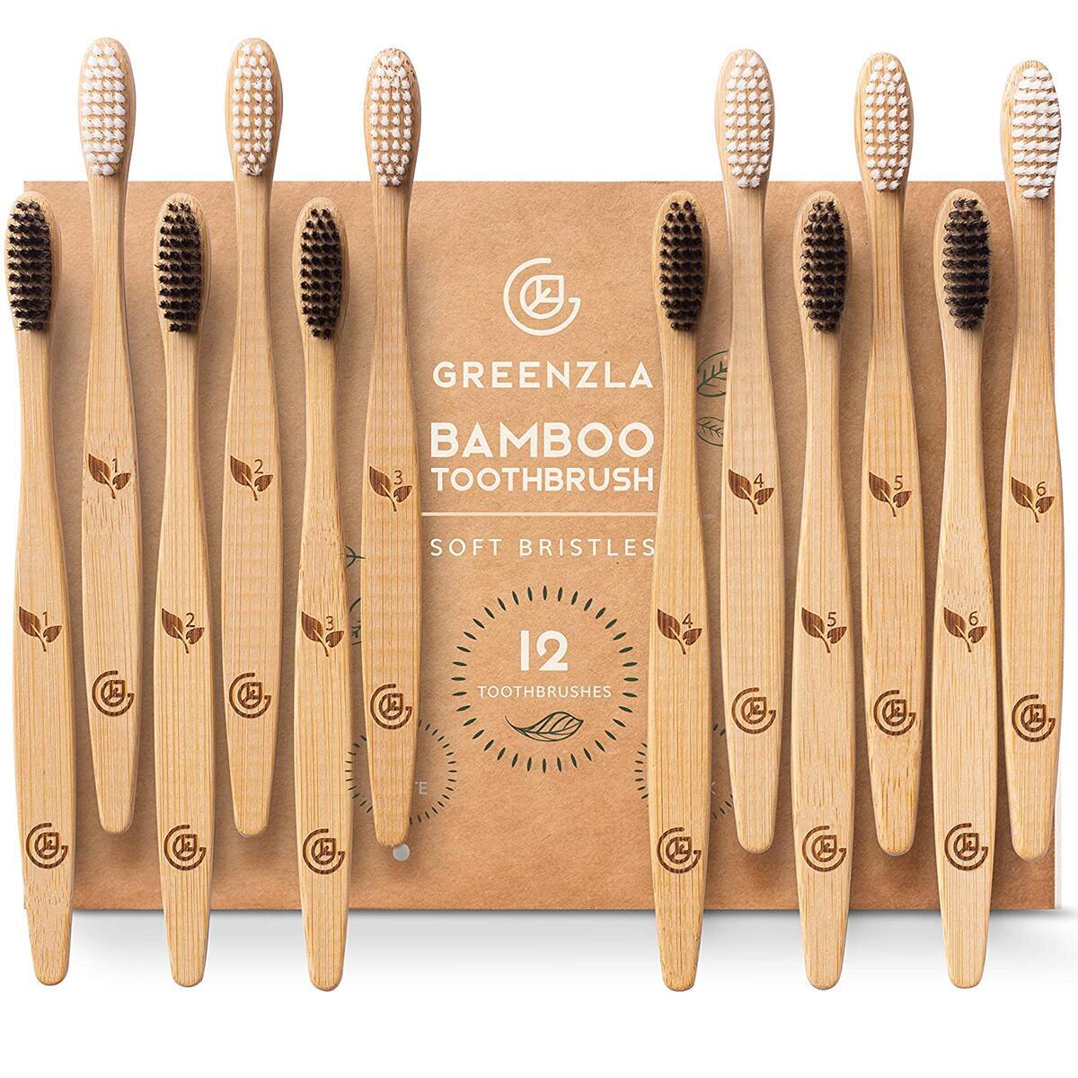 Bamboo Toothbrushes (12 Pack) | BPA Free Soft Bristles Toothbrushes | Eco-Friendly, Natural Bamboo Toothbrush