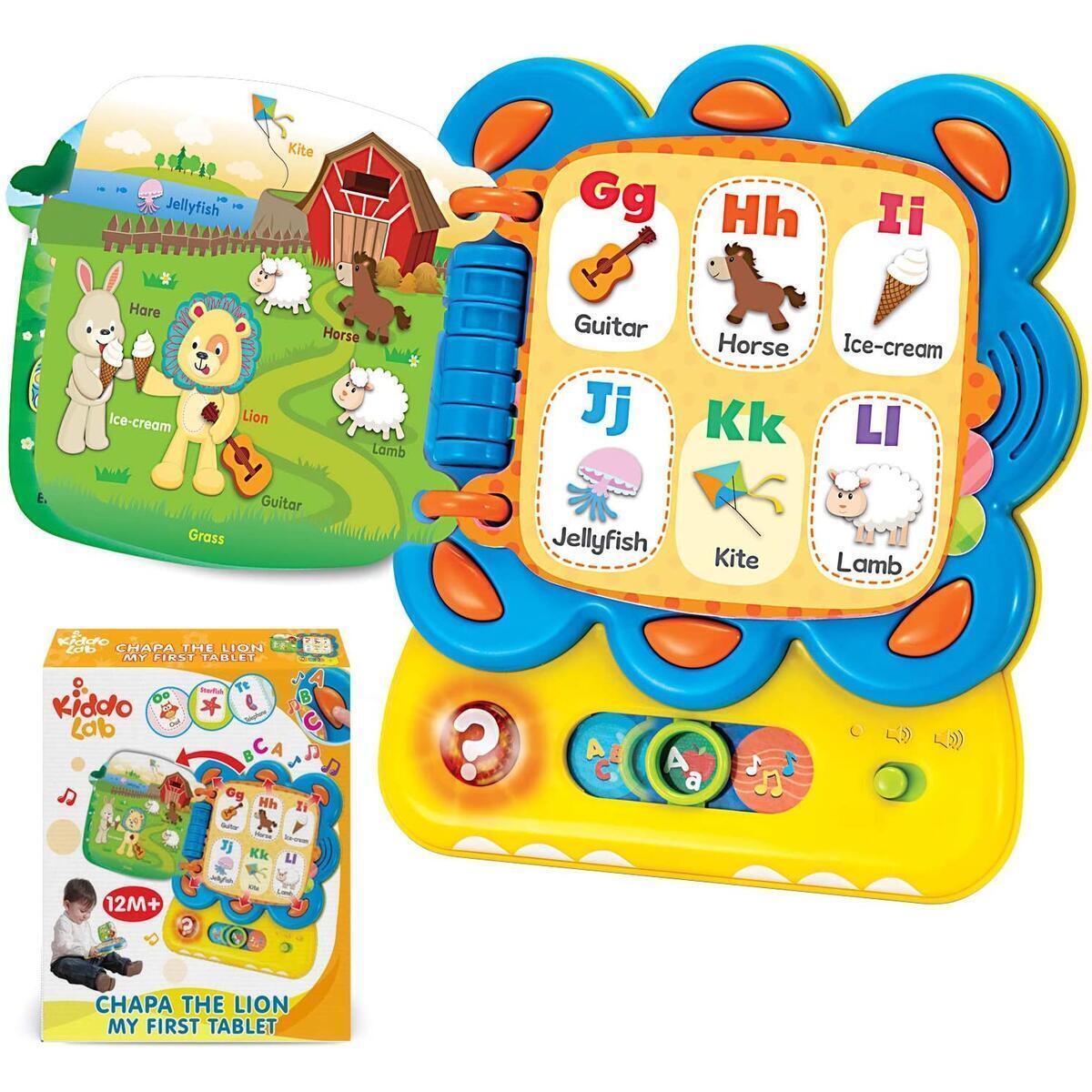 KiddoLab ABC Learning Toys for Toddlers, Chapa The Lion, My First Tablet Interactive See and Say Activity Sound Book. Alphabet & Word Learning & Educational Toys for 1 Year Old