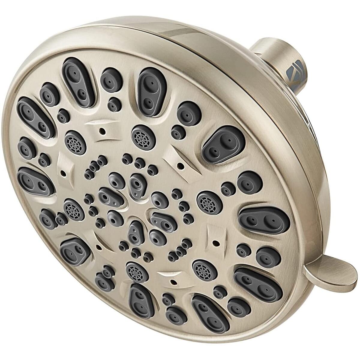 High Pressure Shower Head VMASSTONE 4.7" Rain Fixed Showerhead 7-Spray Setting with Adjustable Brass Swivel Ball Joint - Excellent Replacement for Your Bath Shower Head (FM-001 Brushed Nickel)…