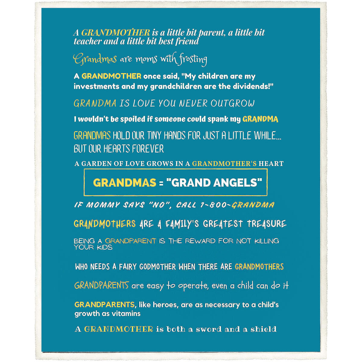 Grandma Blanket Throw Great Grandmother Nana Memaw Gift from Grandkids Filled with Loving Quotes Teal 60 x 50 Sherpa Fleece Say I Love You 4 Color Options