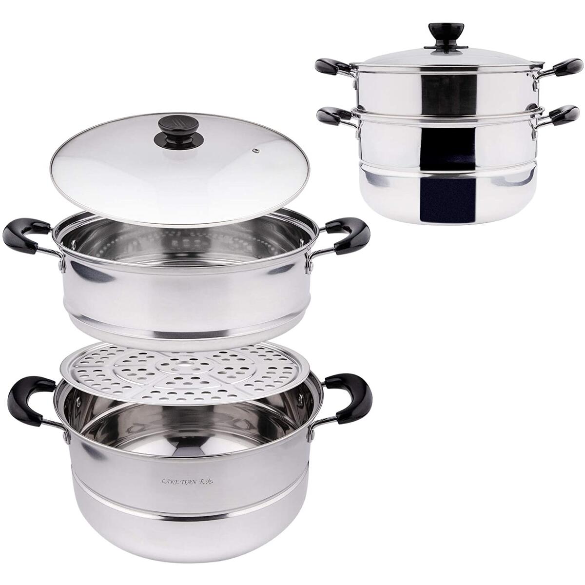 2 Tier Stainless Steel Stackable Cookware Food Steamer Pot