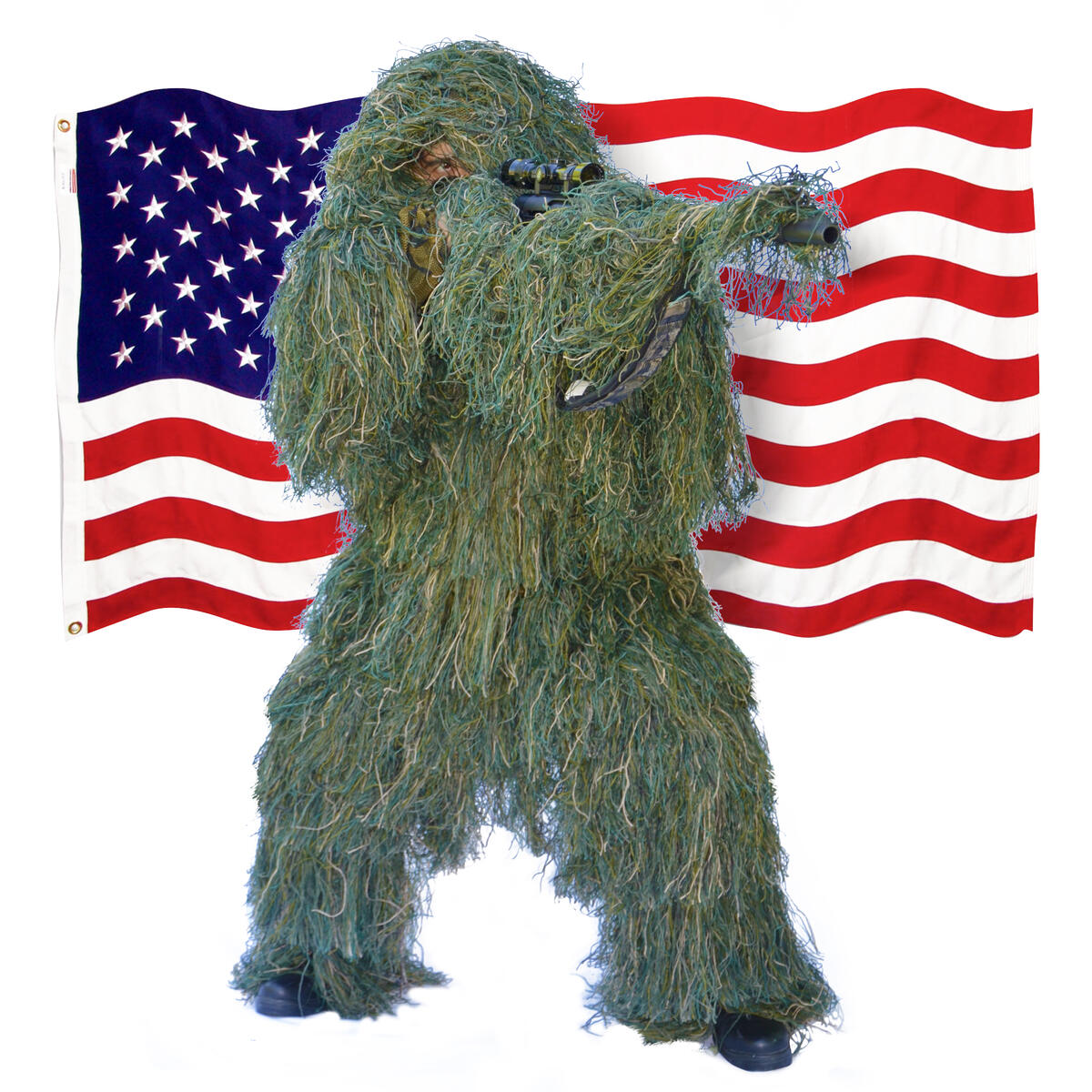 Shadow Cloak Ghillie Suit + bonus USA flag