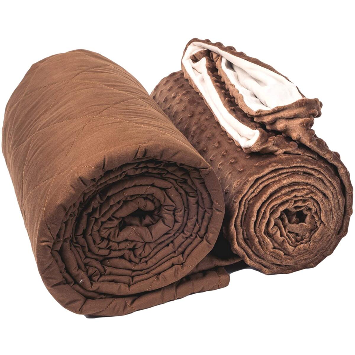 Aviano Premium Weighted Blanket for Adults - 10 lbs with Removable Duvet Cover (Mocha)