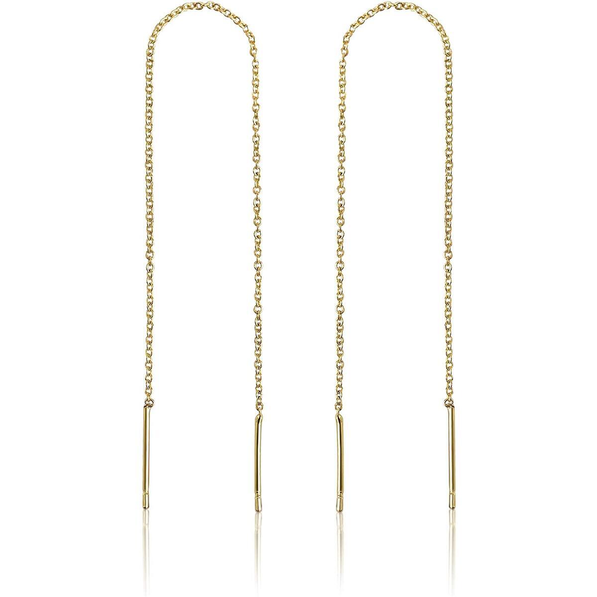 14k Gold Threader Earrings (14k Gold Variant Only)