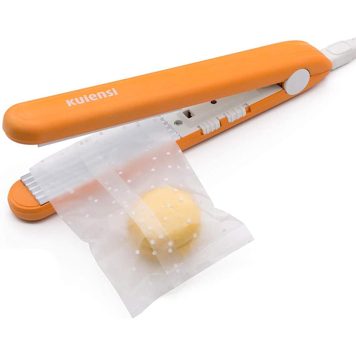 Food Bag Heat Sealer Handheld, Portable Mini Sealing Machine for Bag Food Storage, Double Smart Switches on the Side with 47 inch Separate Type Power Cable (Orange)
