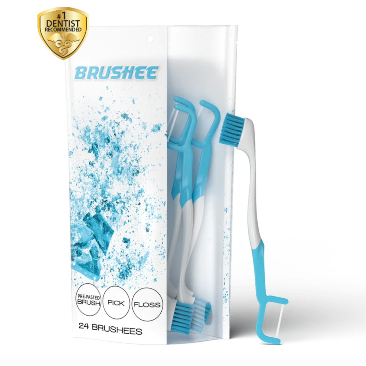 Brushee: 3-in-1 (Pre-Pasted Mini-Brush + Floss + Pick) | Disposable | On-The-GoToothbrush - Subscribe and Save