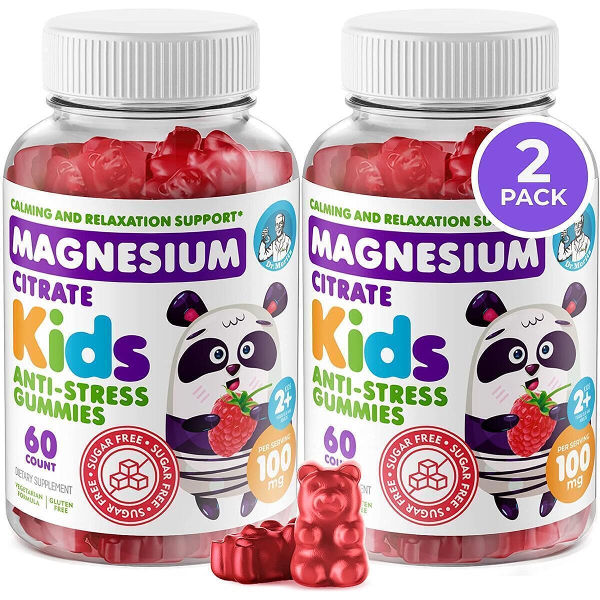 Kids Magnesium Gummies Sugar-Free - Calm Magnesium Gummies Supplement for Children, Sugar-Free Magnesium Calm Chews for Kids & Adults