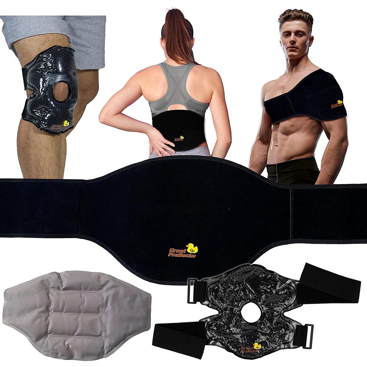 Ice Packs for Injuries Reusable Gel - Flexible Hot/Cold Wraps, Back Pain Relief Products, Microwave & Freezer Safe, Knee Pain Relief, Heating Pads for Cramps - Knee Ice Pack Wrap - with Long Straps