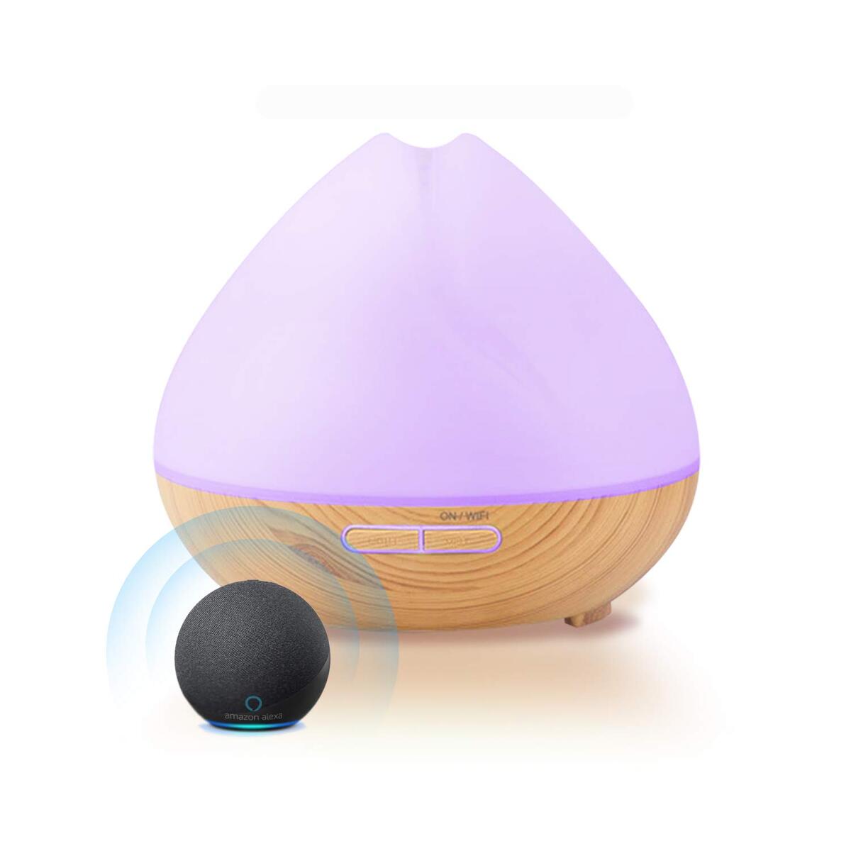 Essential Oil Diffuser - Smart Wifi 400ml Ultrasonic Fragrant Oils Diffuser & Humidifier Aromatherapy with Alexa & Google Home Phone App & Voice Control - Whisper-Quiet Operation & Automatic Shut-Off