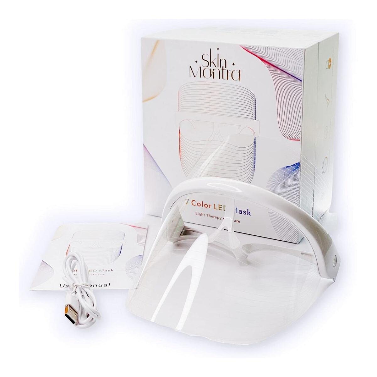 SKIN MANTRA – 7 LED Light Facial Mask – Professional LED Light Therapy Mask – Full LED Light Spectrum Face Shield Mask – Light Therapy Facial Mask for Rejuvenation and Glowing Skin