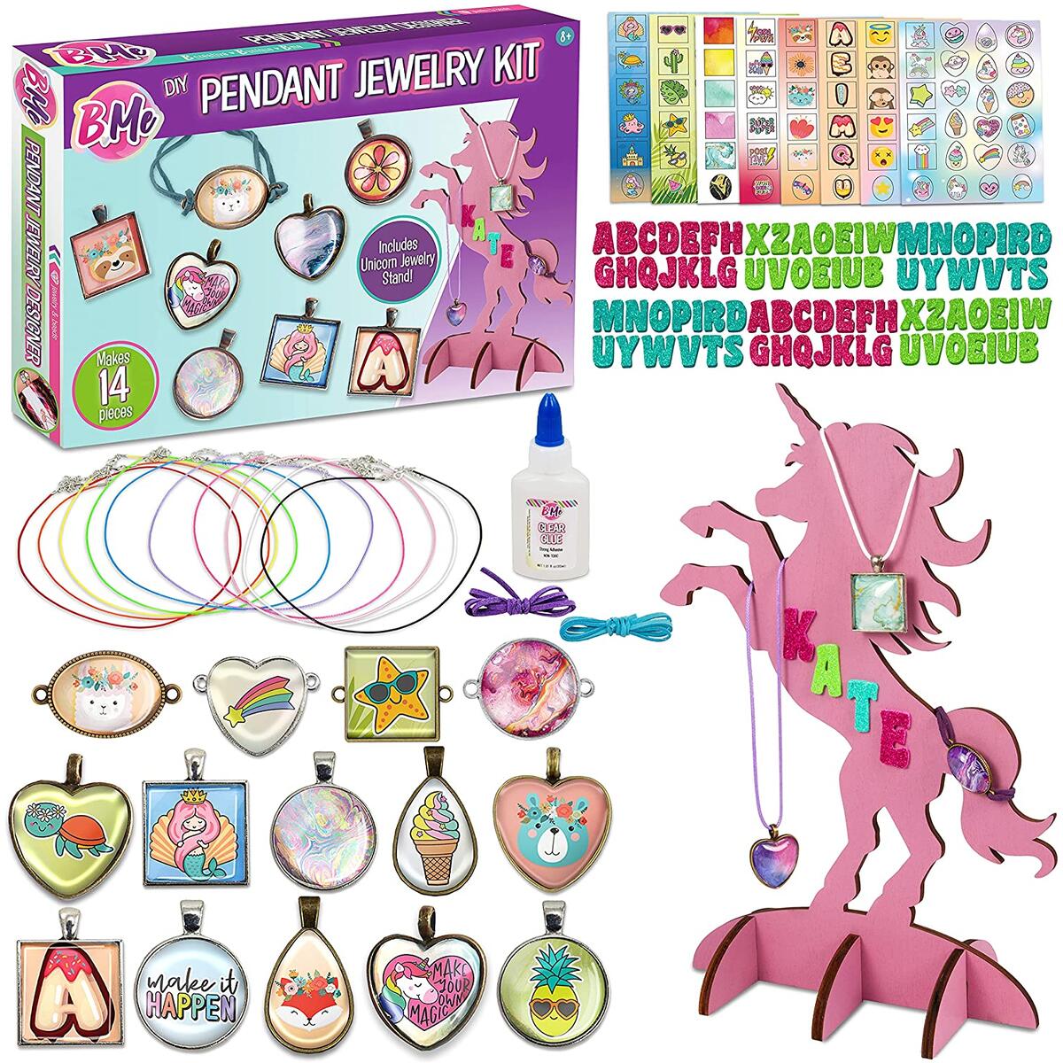 Charm Bracelet & Pendant Jewelry DIY Making Kit Makes 14 Creations - Ages 8-16