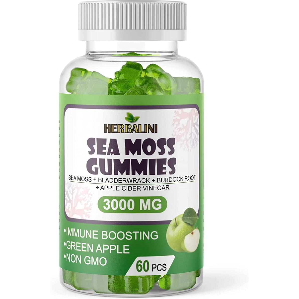 Sea Moss Gummies - Jamaican Sea Moss, Bladderwrack, Burdock Root, and Apple Cider Vinegar - 60 Gummies - Vegan - Candy Supplement for Immune Boosting, Joint Support, Skin, and Energy …